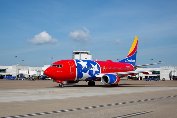Southwest's "Tennessee One" aircraft visits Nashville on opening day of Terminal D.