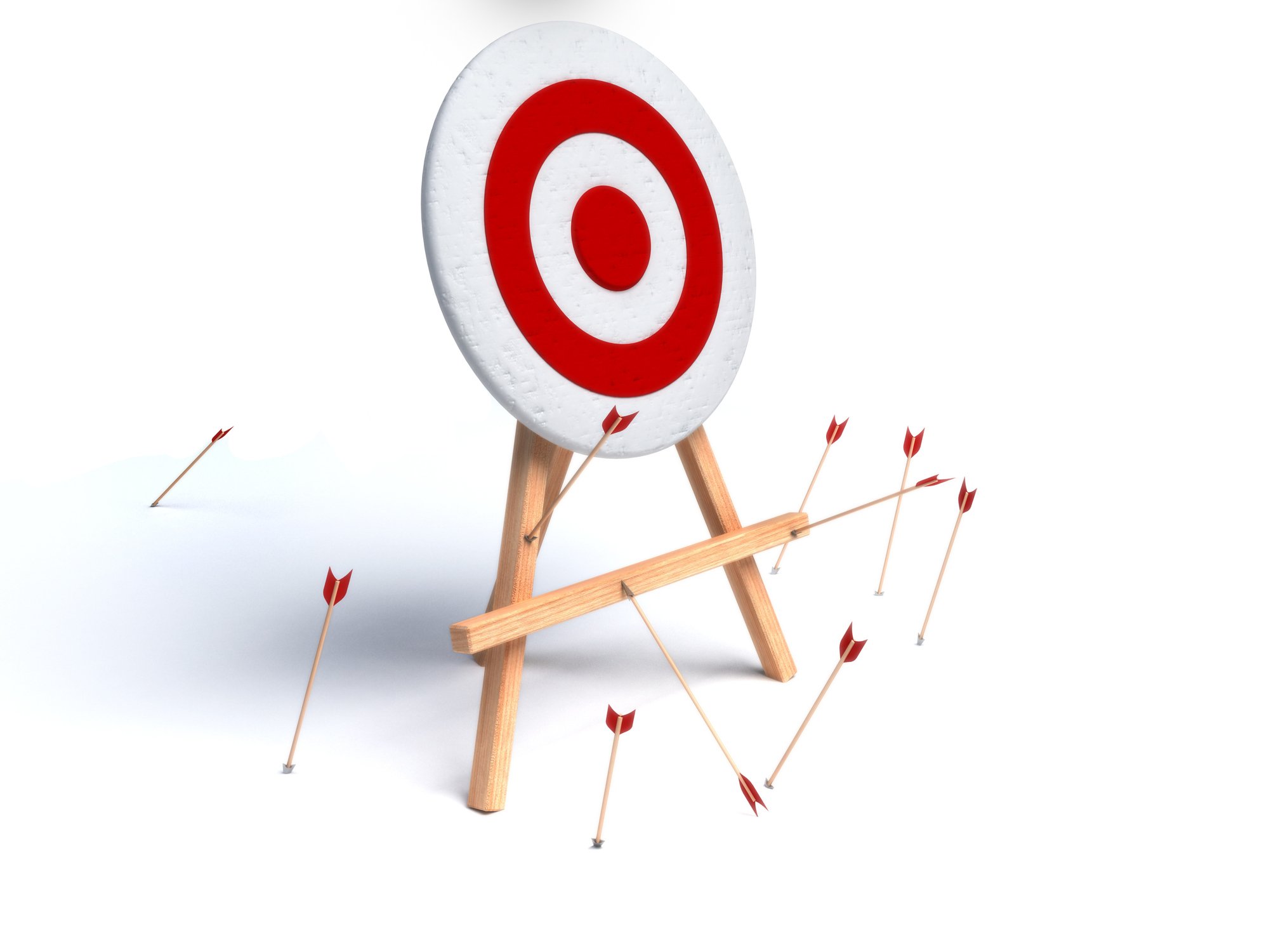 A target with multiple arrows that didn't hit anywhere on the target