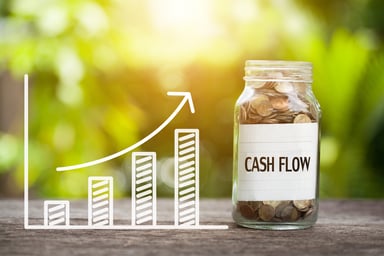 arrow pointing towards cash flow