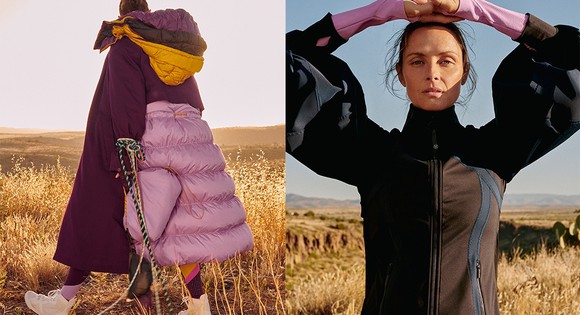 Two women wearing fashionable looking clothing from Lululemon.