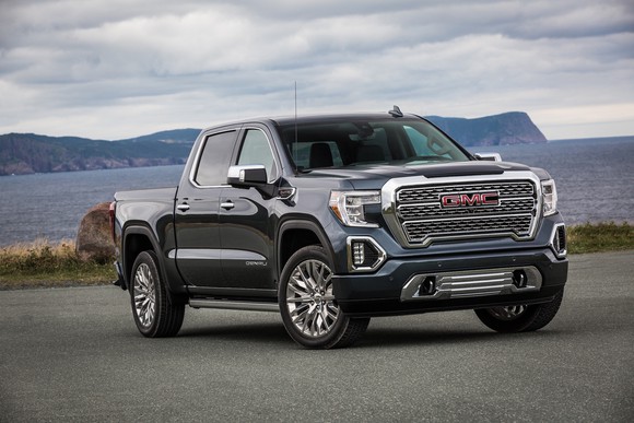 A 2020 GMC Sierra Denali, a full-size luxury pickup truck. 