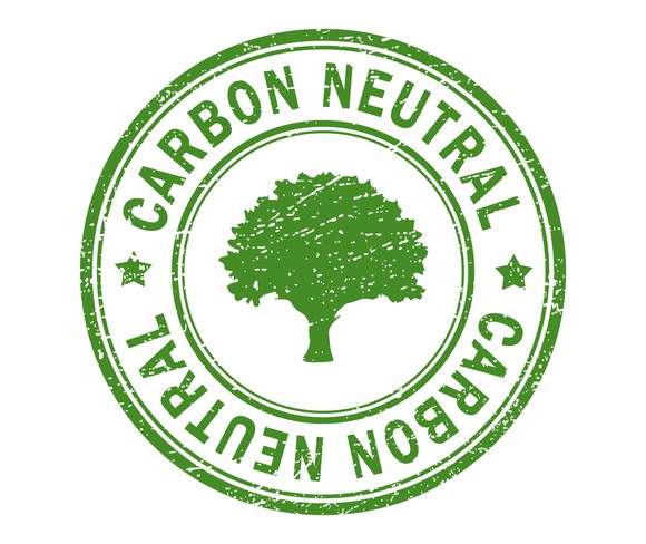 "Carbon Neutral" green seal with a tree in the center.