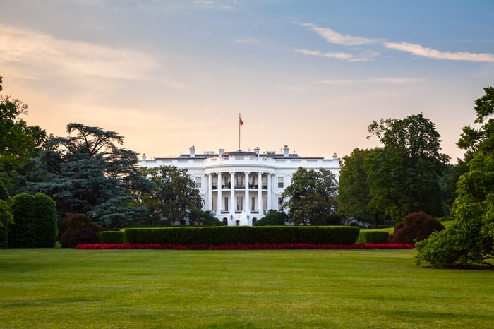 The White House from the front lawn.
