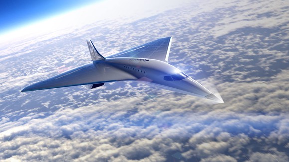 Artist's rendering of the new Mach 3 aircraft flying at high altitude