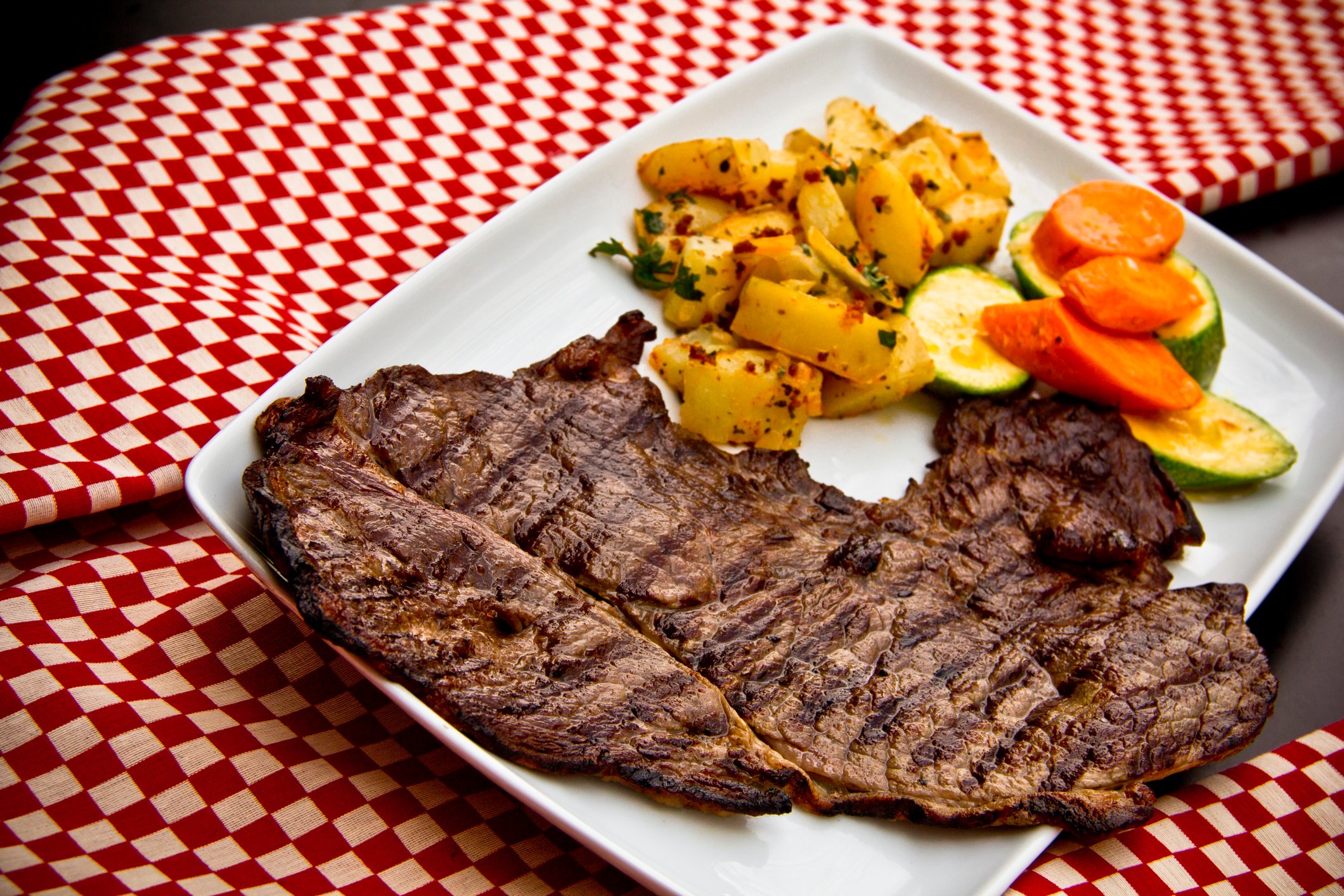 A restaurant steak.