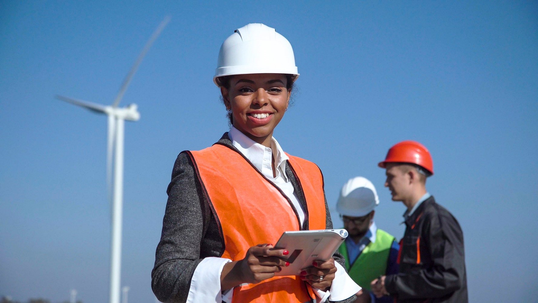 Workers on a wind farm. 