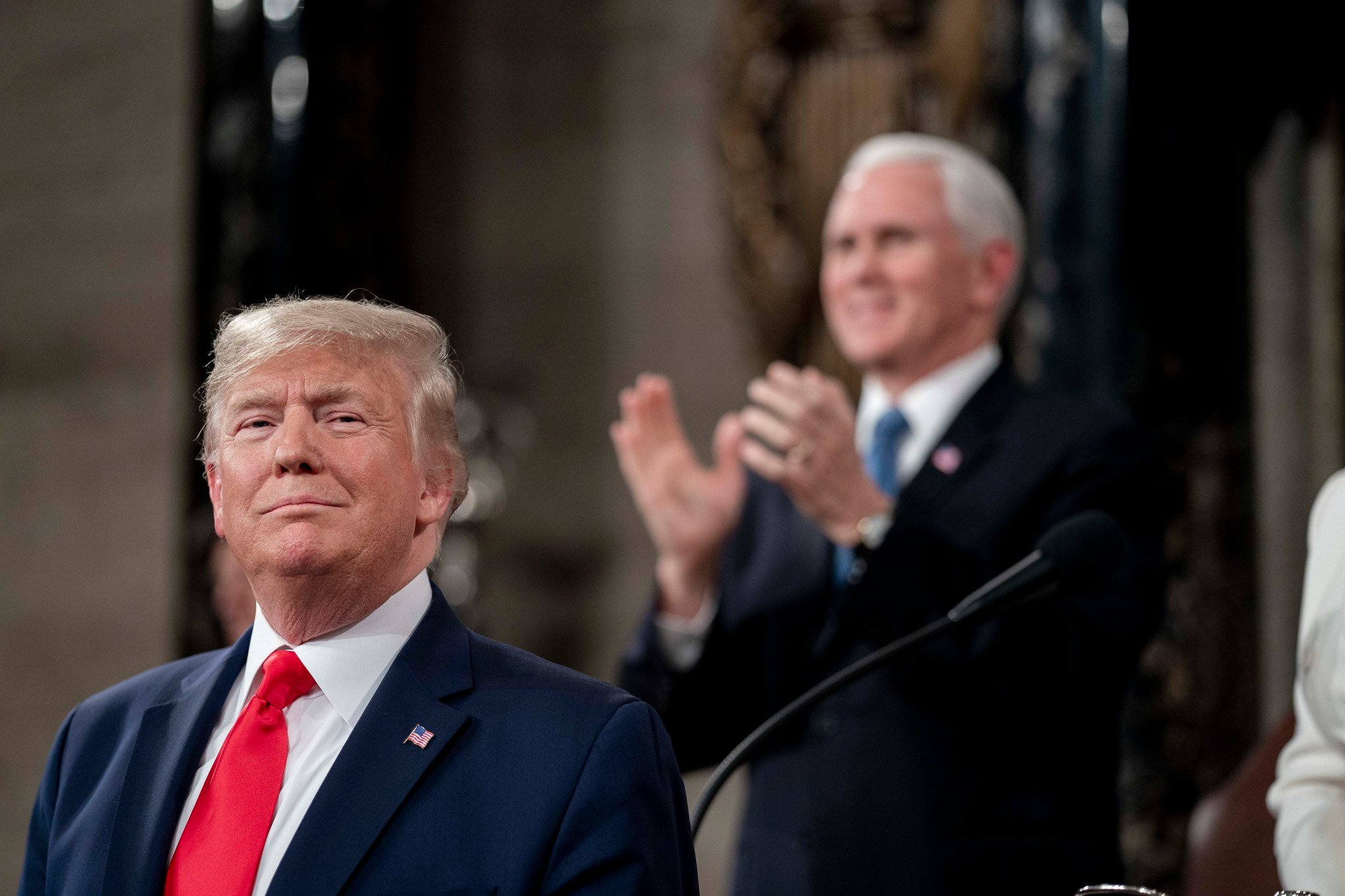 President Trump receiving applause at the State of the Union address.