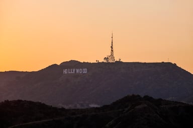 Hollywood sign at sunset