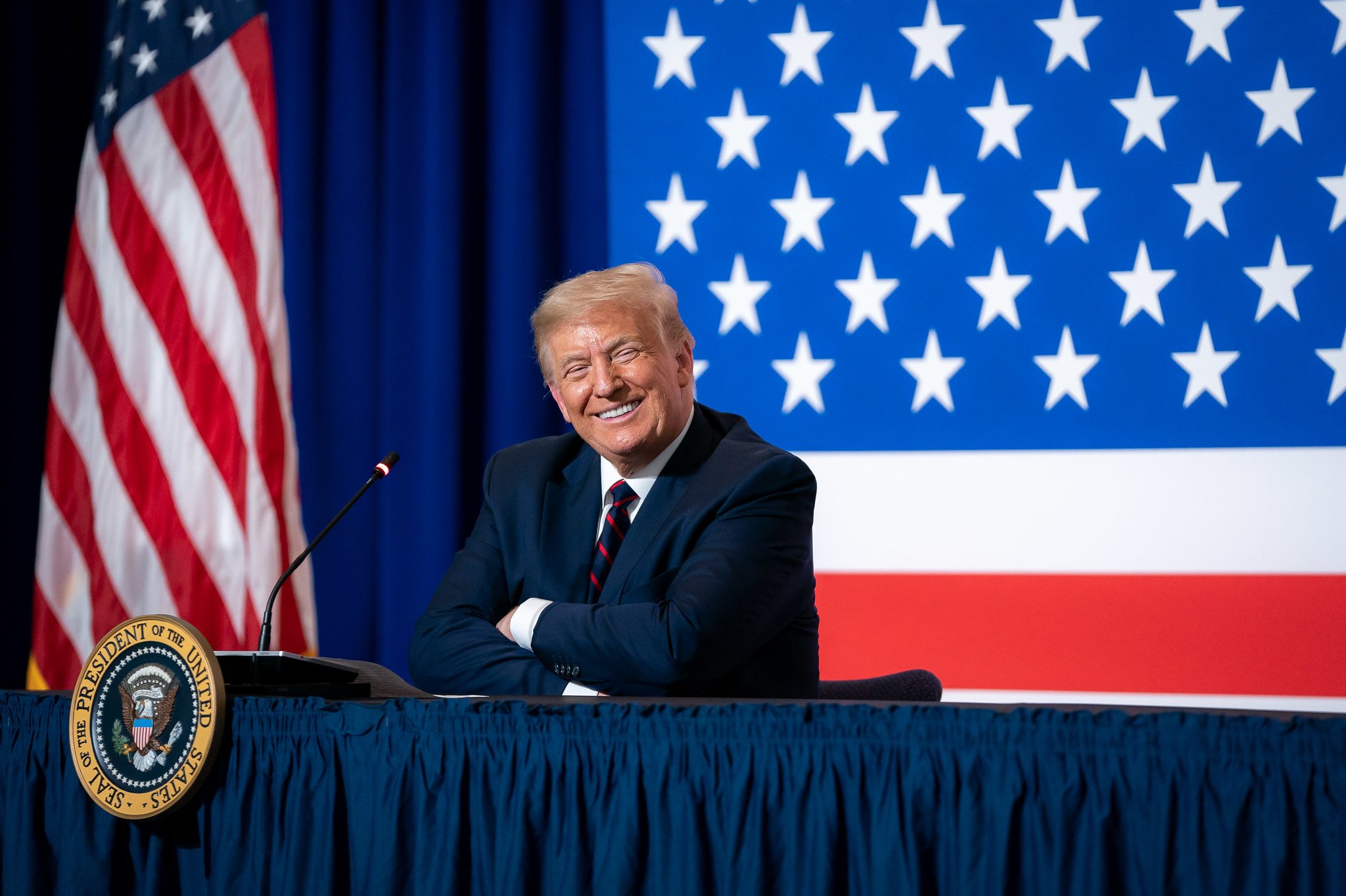 President Trump at the American Red Cross National headquarters. 
