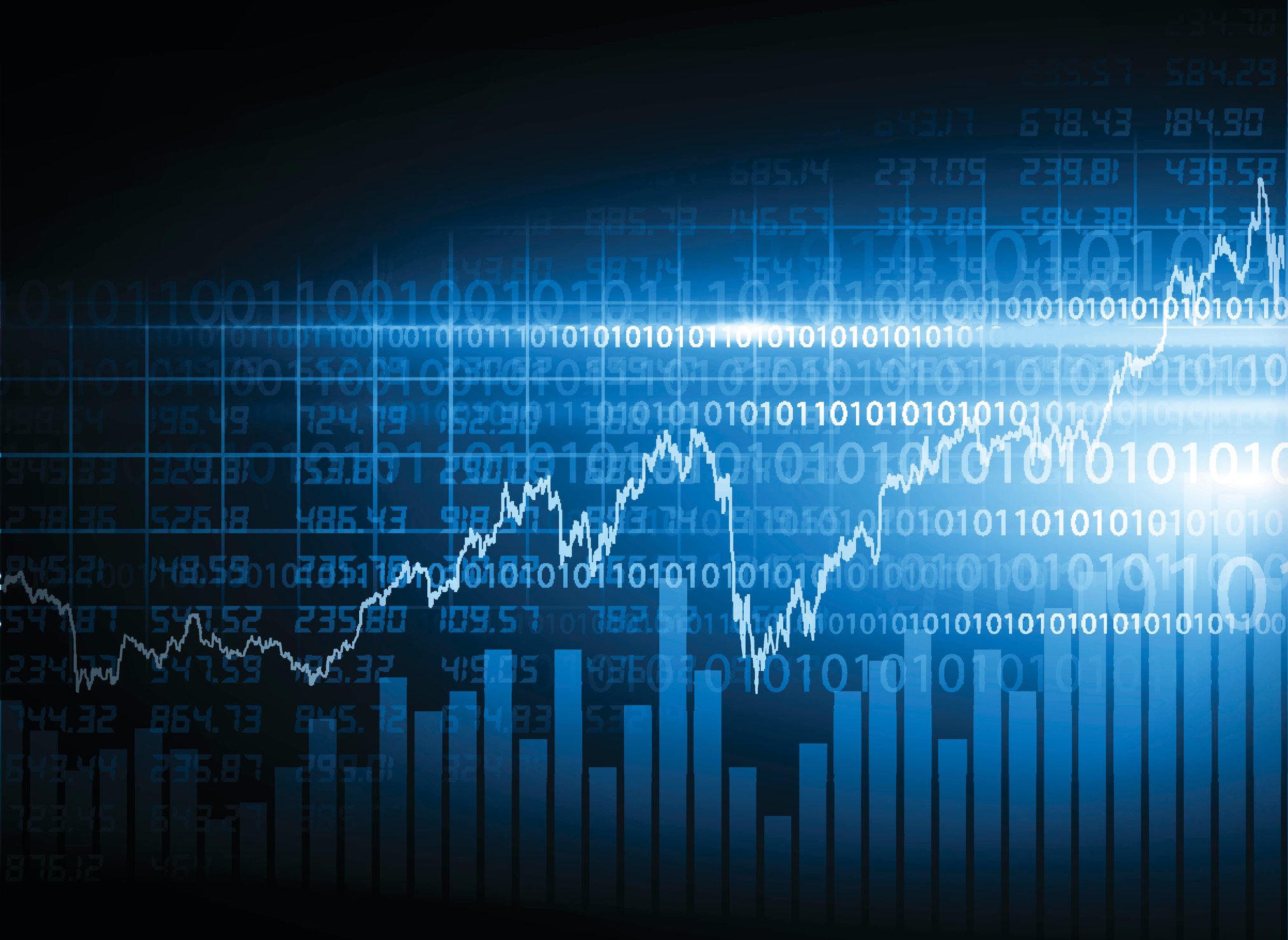 Stock chart showing numbers getting bigger.