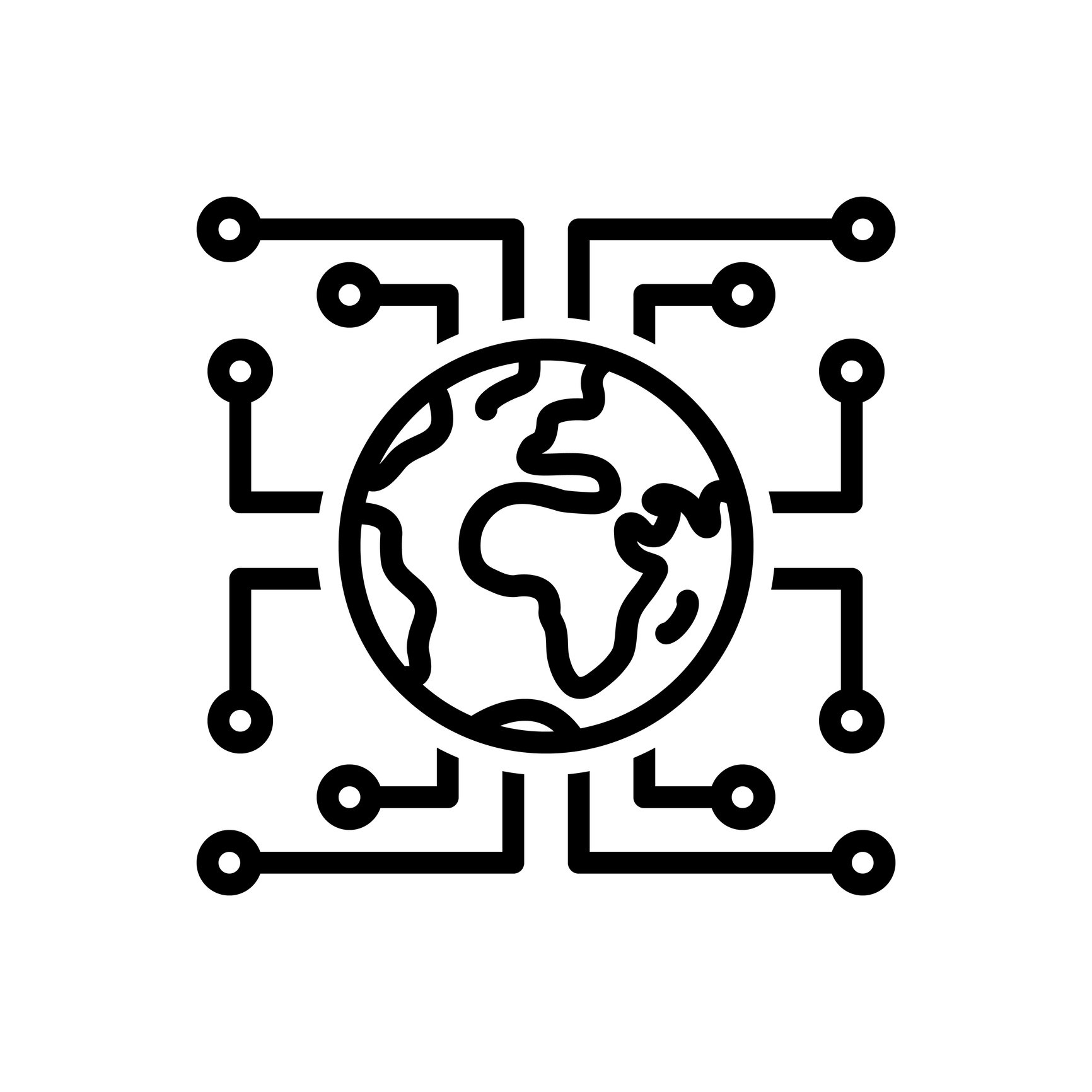 An illustration of the earth  surrounded by circuit lines: digital transformation concept.
