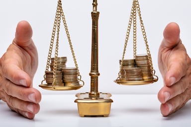 Getty Scale with Coins and Hands