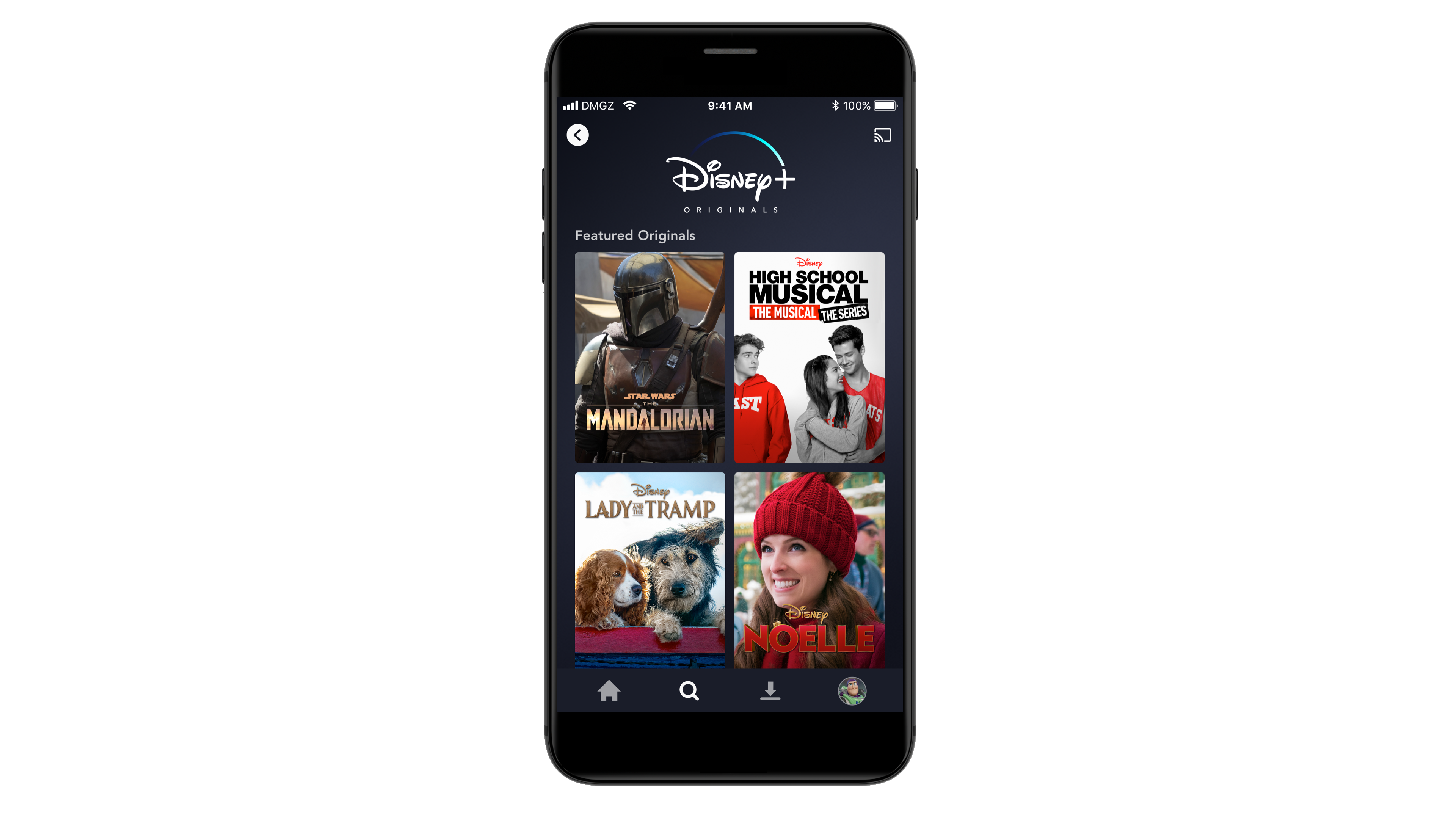 Disney+ app on mobile.