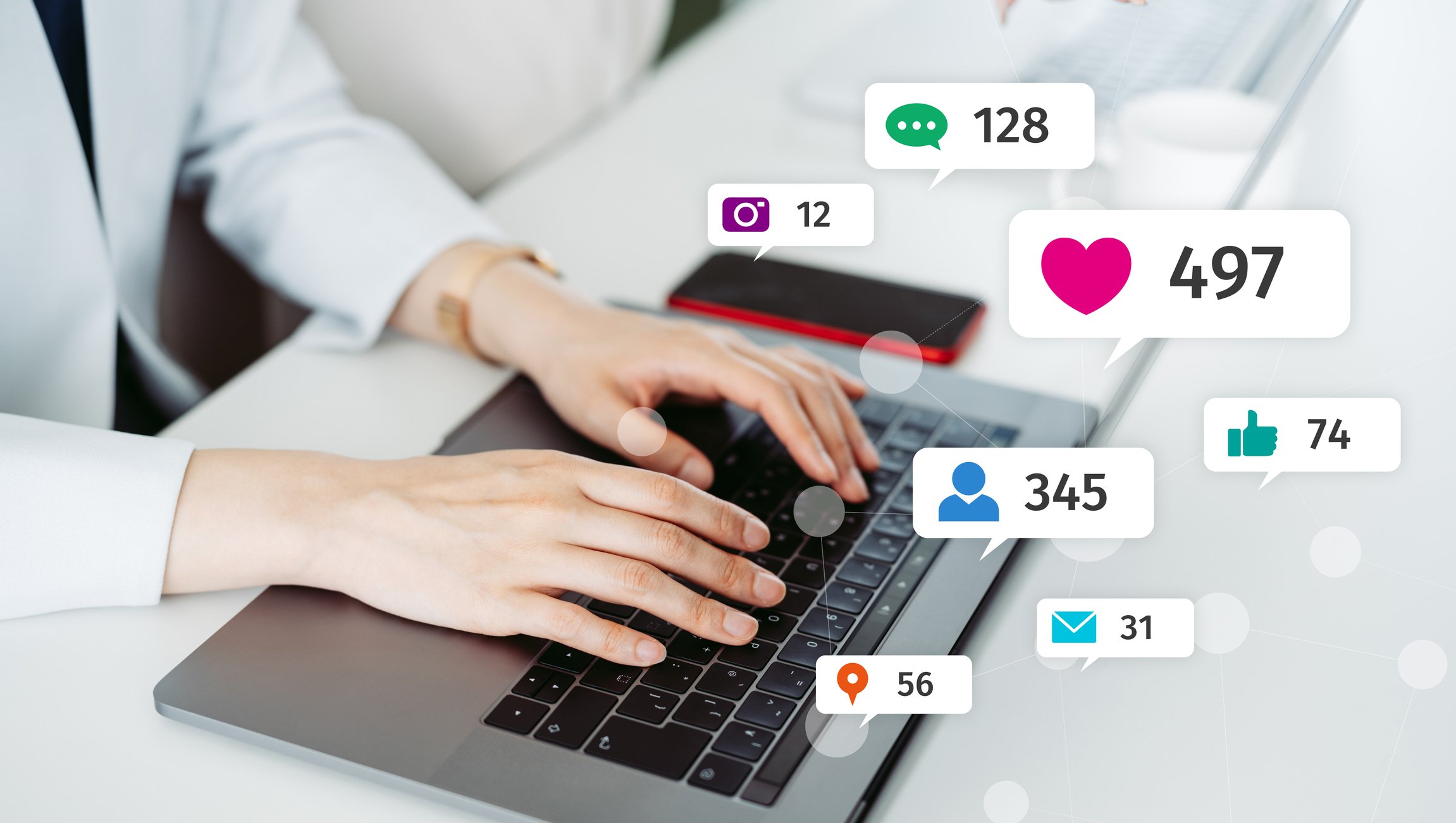 Person using social media on a laptop