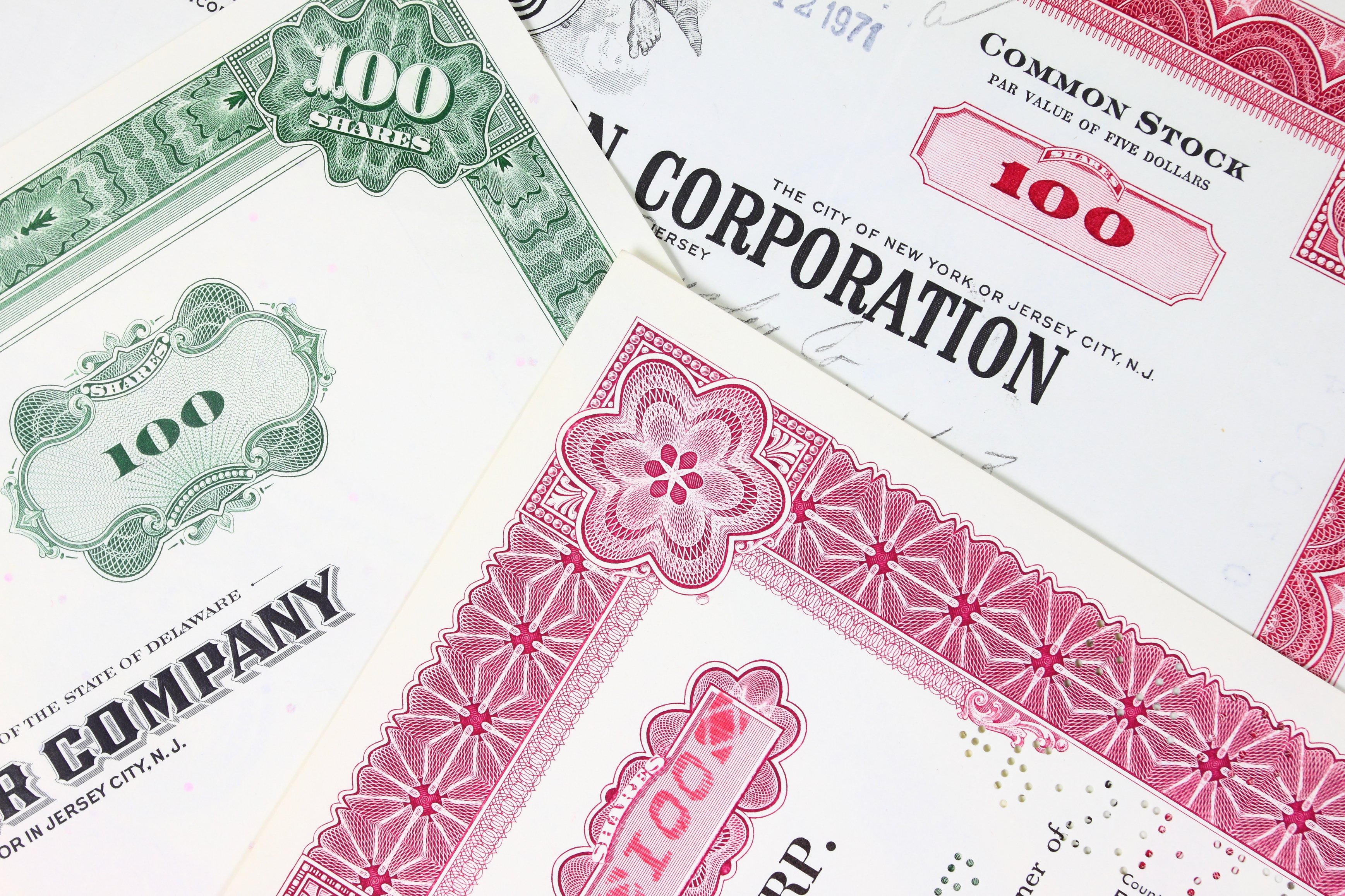 corporate stock certificates