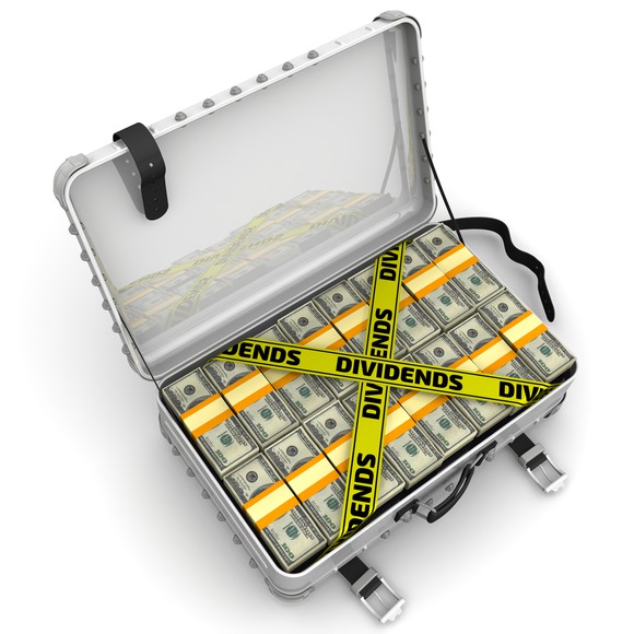 Suitcase full of dividend income.