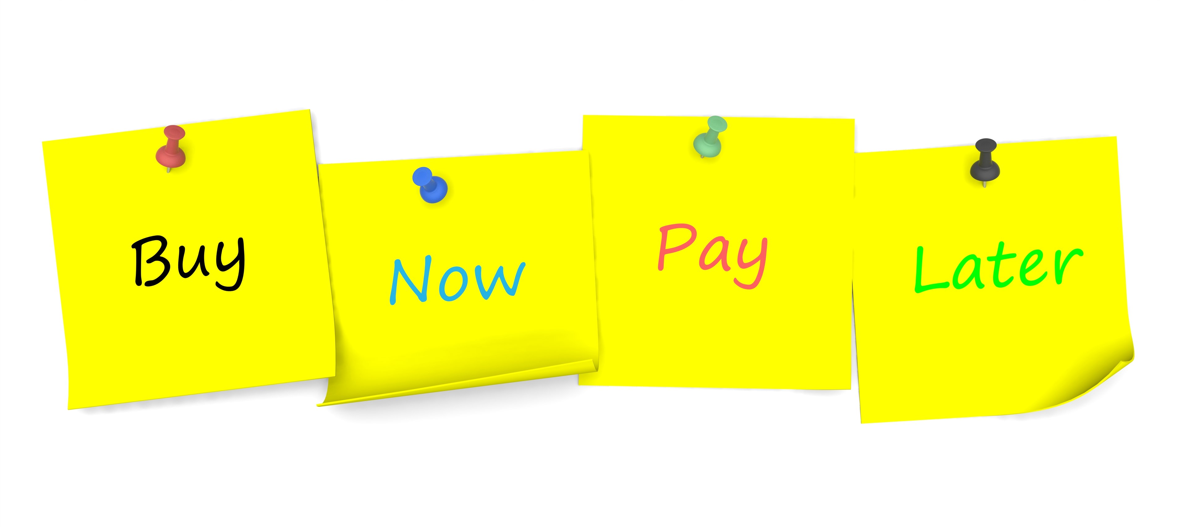 Buy Now Pay Later written on post-it notes