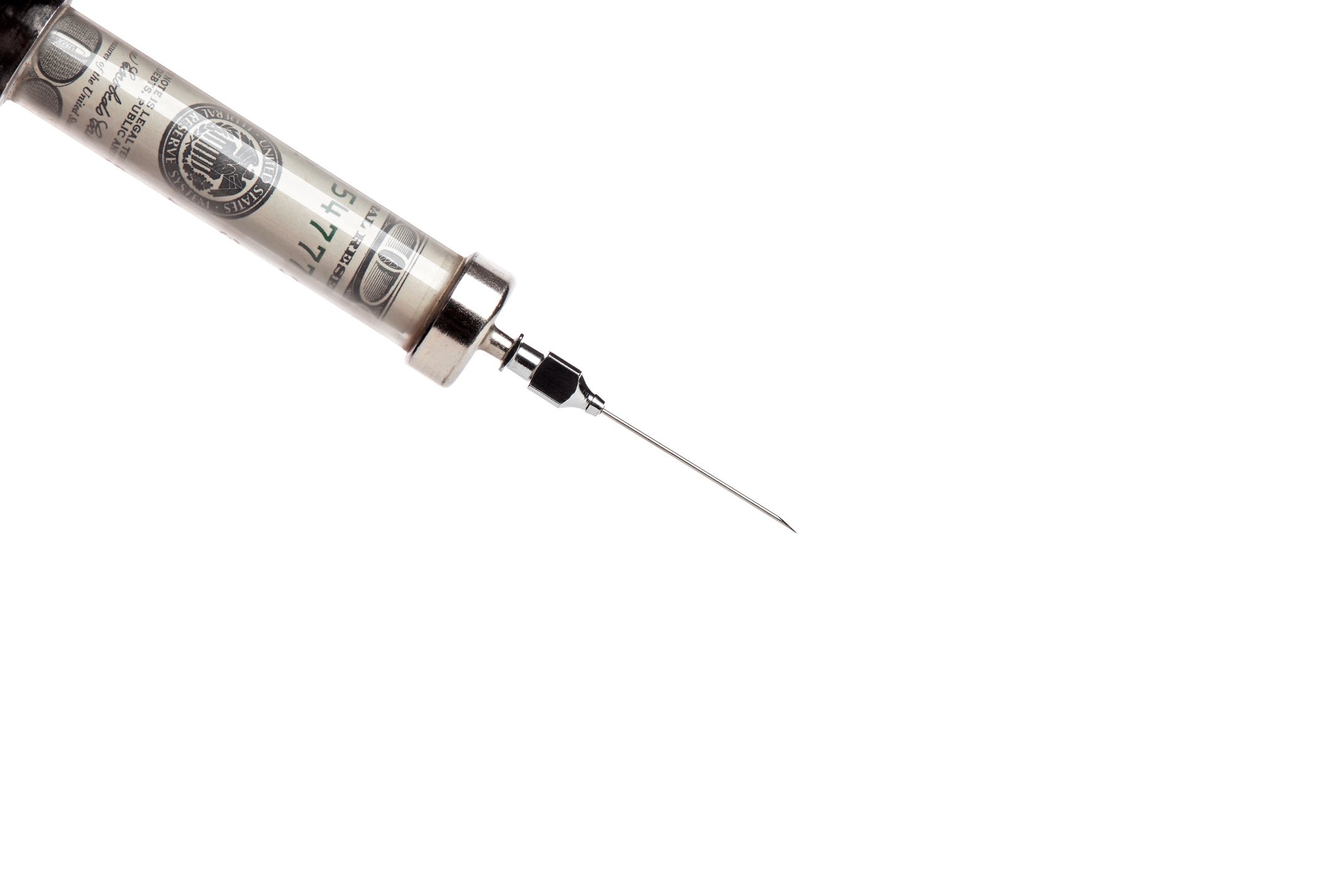 Syringe with U.S. cash inside it