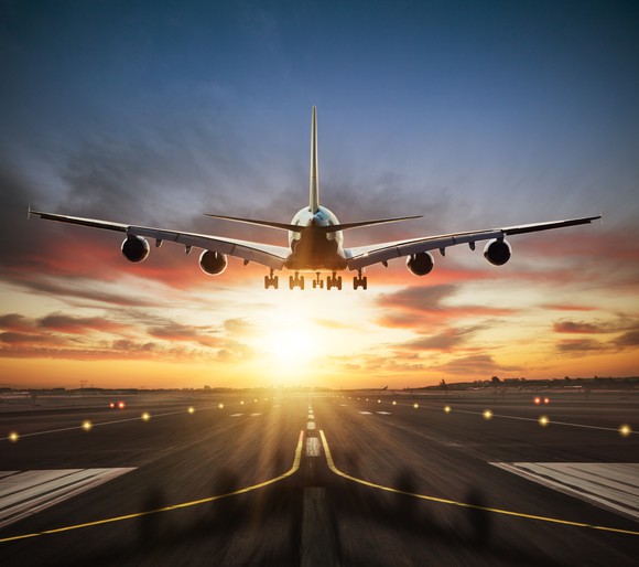 Passenger jet taking off  