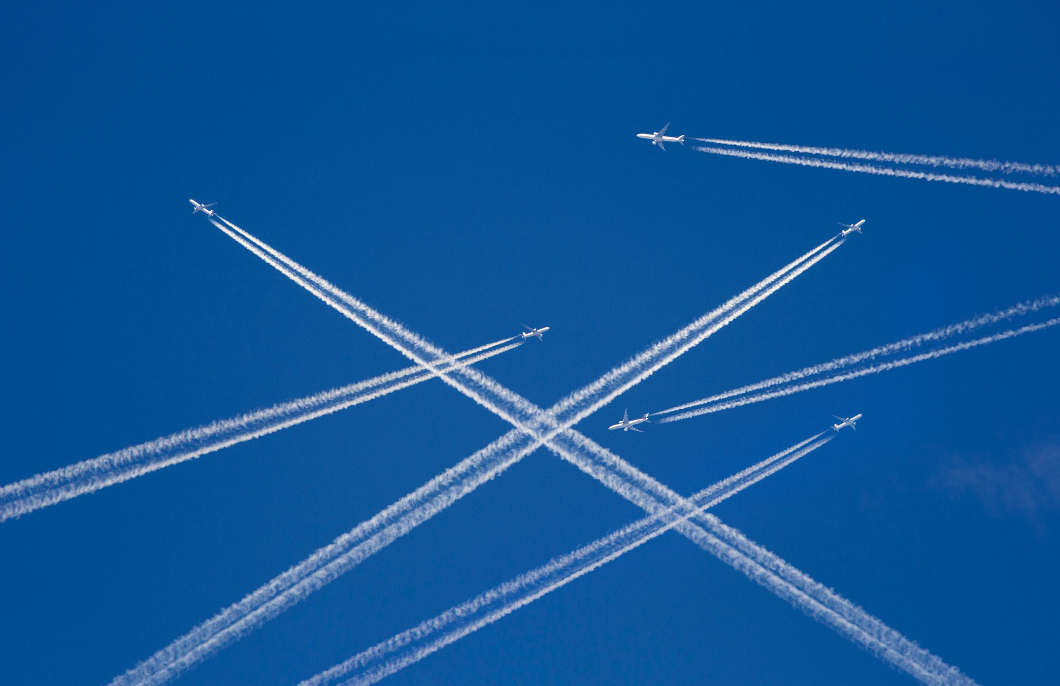 Airplanes in flight.