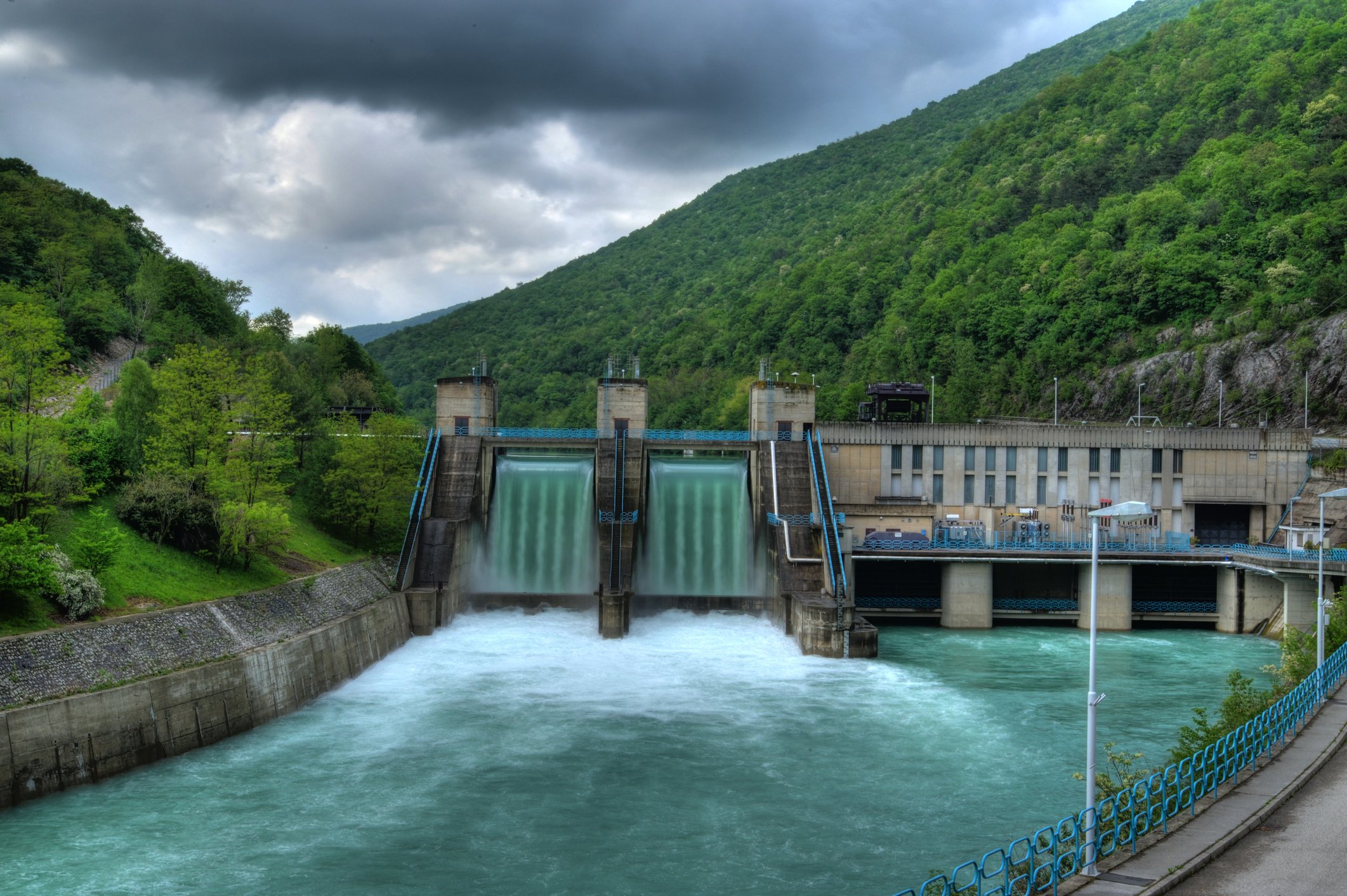 A hydroelectric power plant.
