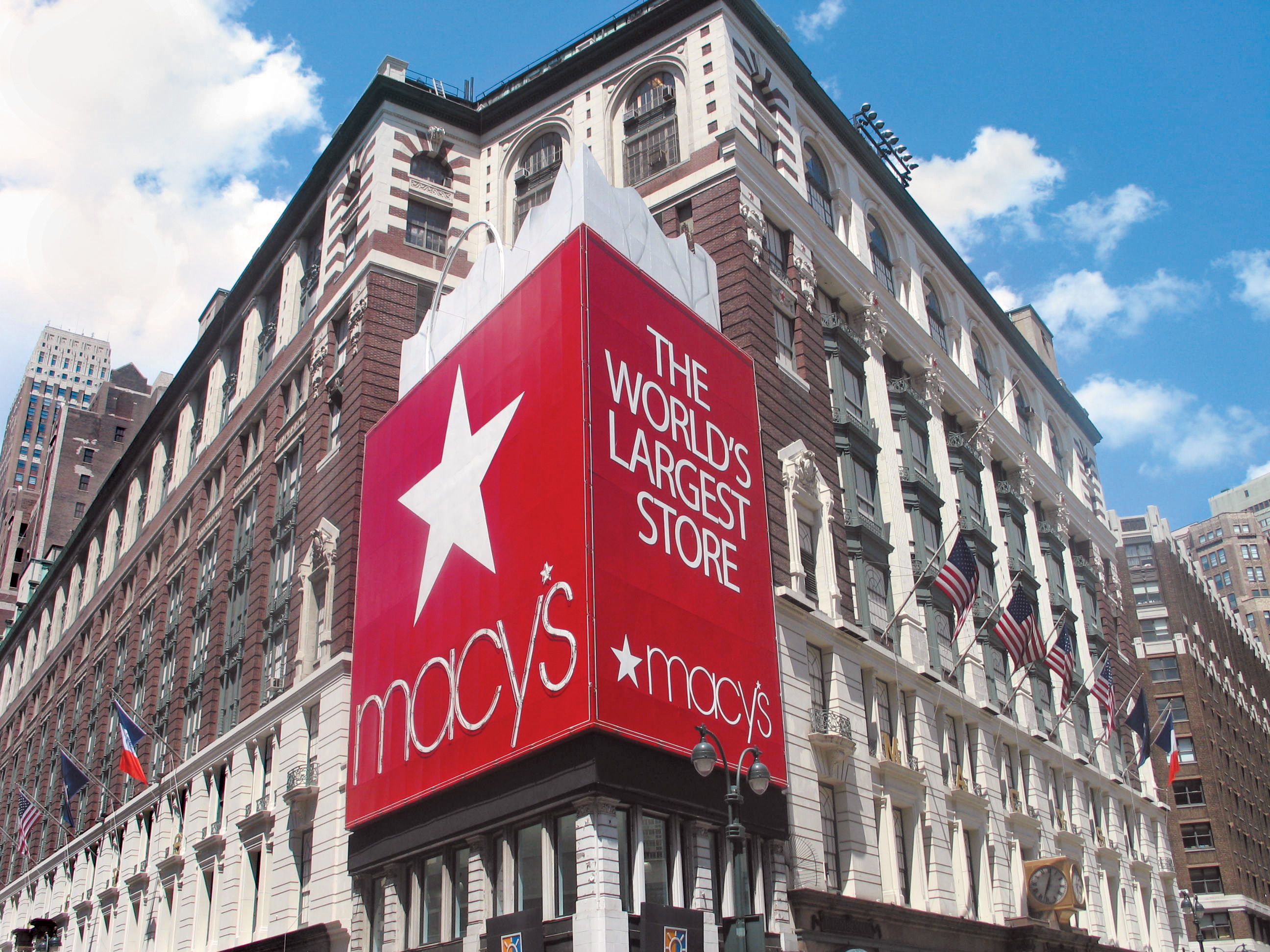 The exterior of Macy's Manhattan flagship store. 