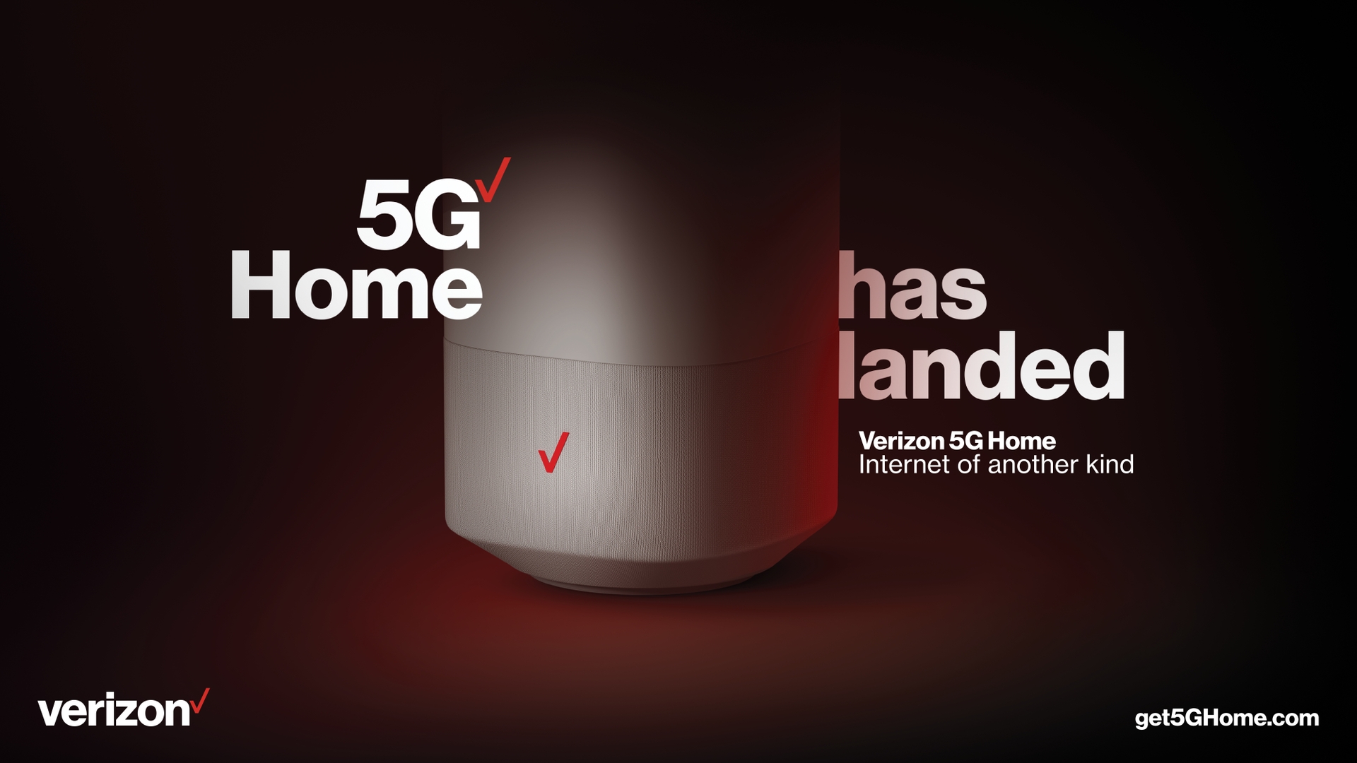 Verizon 5G Home router pictured with the wording 5G Home has landed.