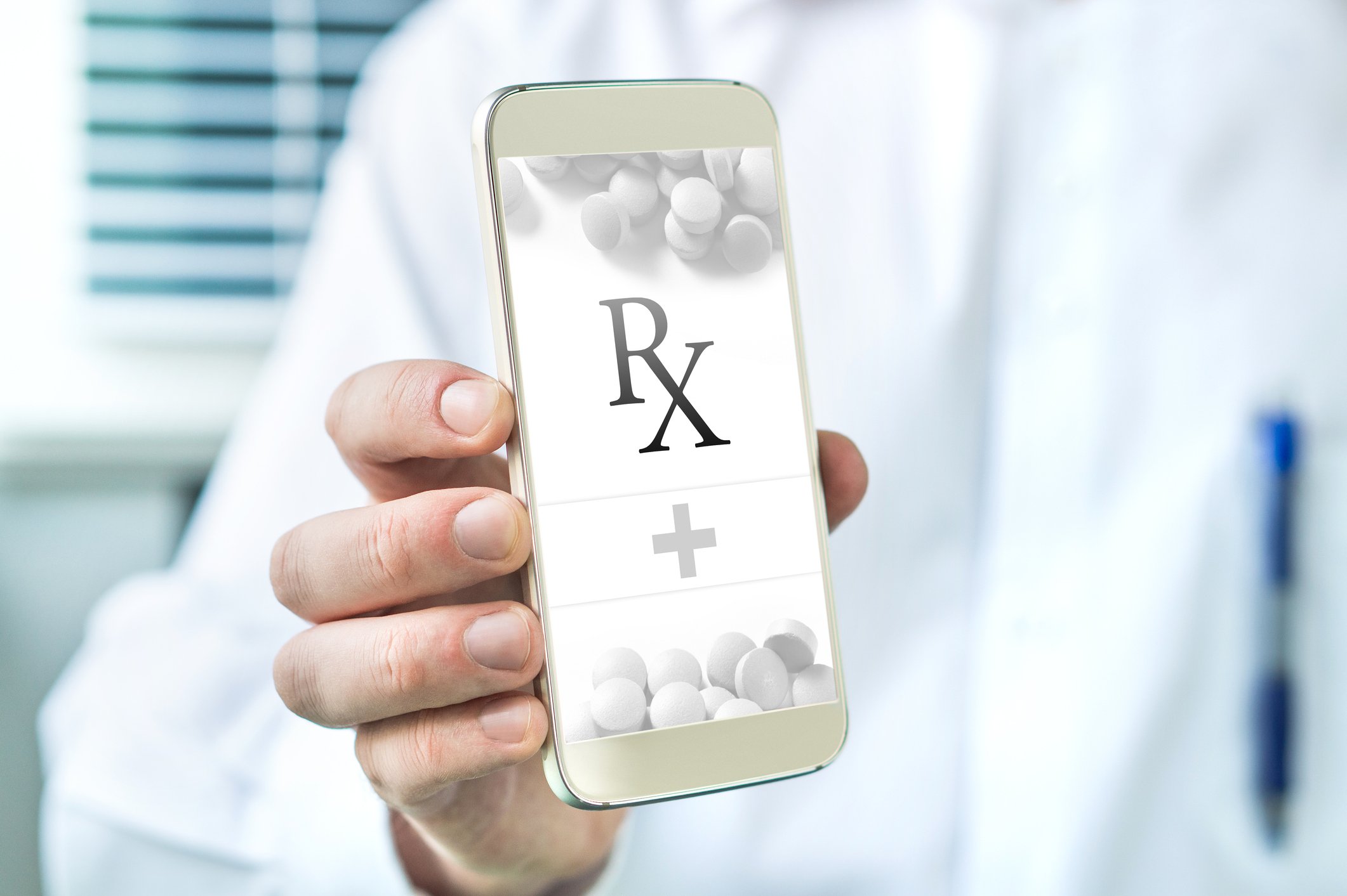 A mobile phone showing a prescription app. 