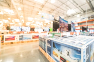 Electronics Section of Warehouse Store