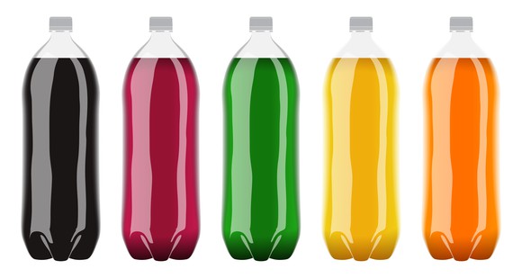 Multicolored bottled sodas.