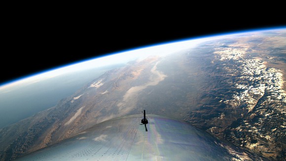A view of Earth from a Virgin Galactic spaceflight. 