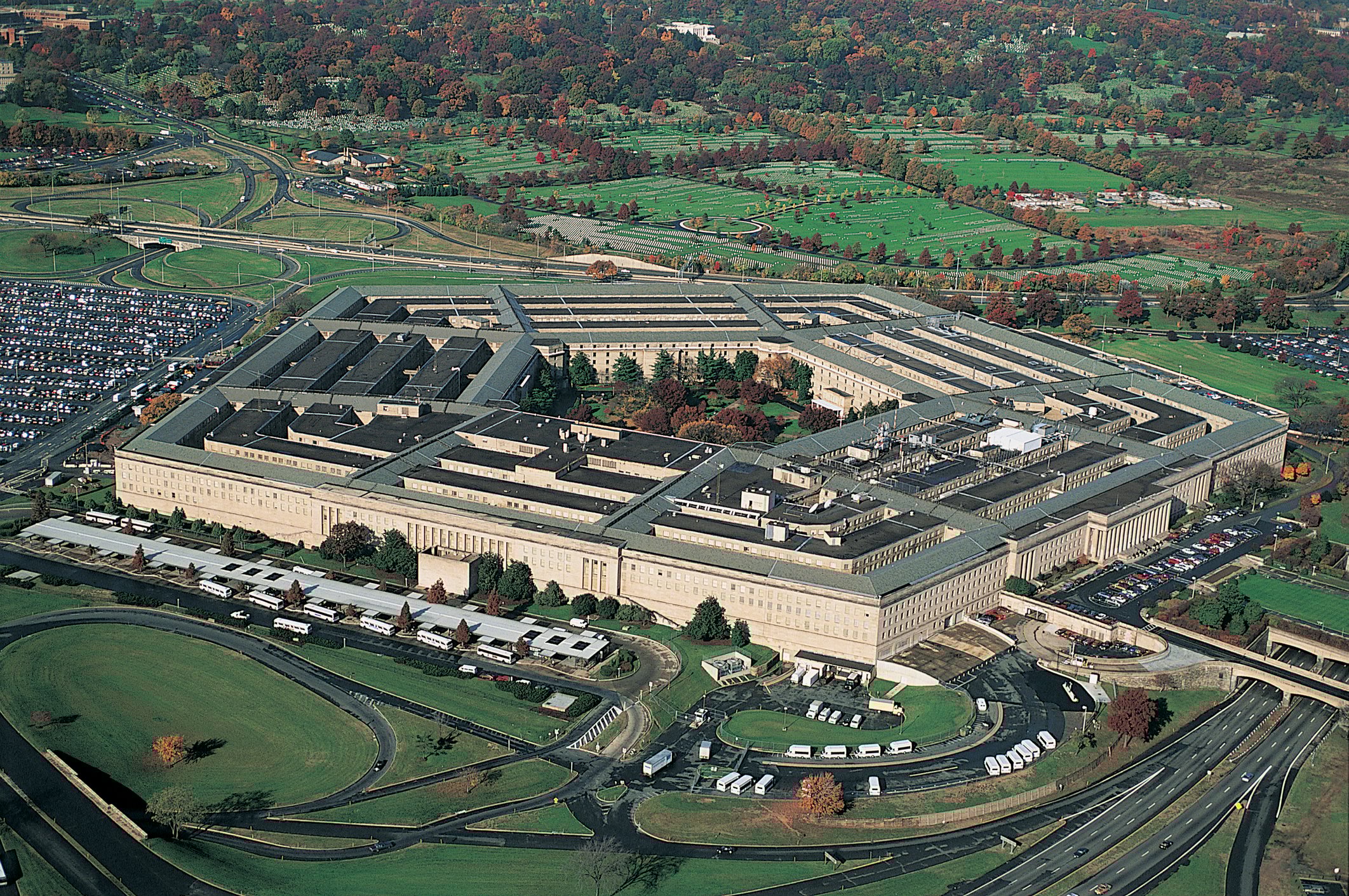 An aerial view of the Pentagon.