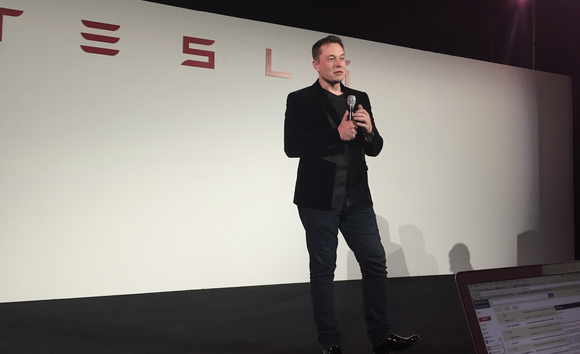 Elon Musk at a product event. 