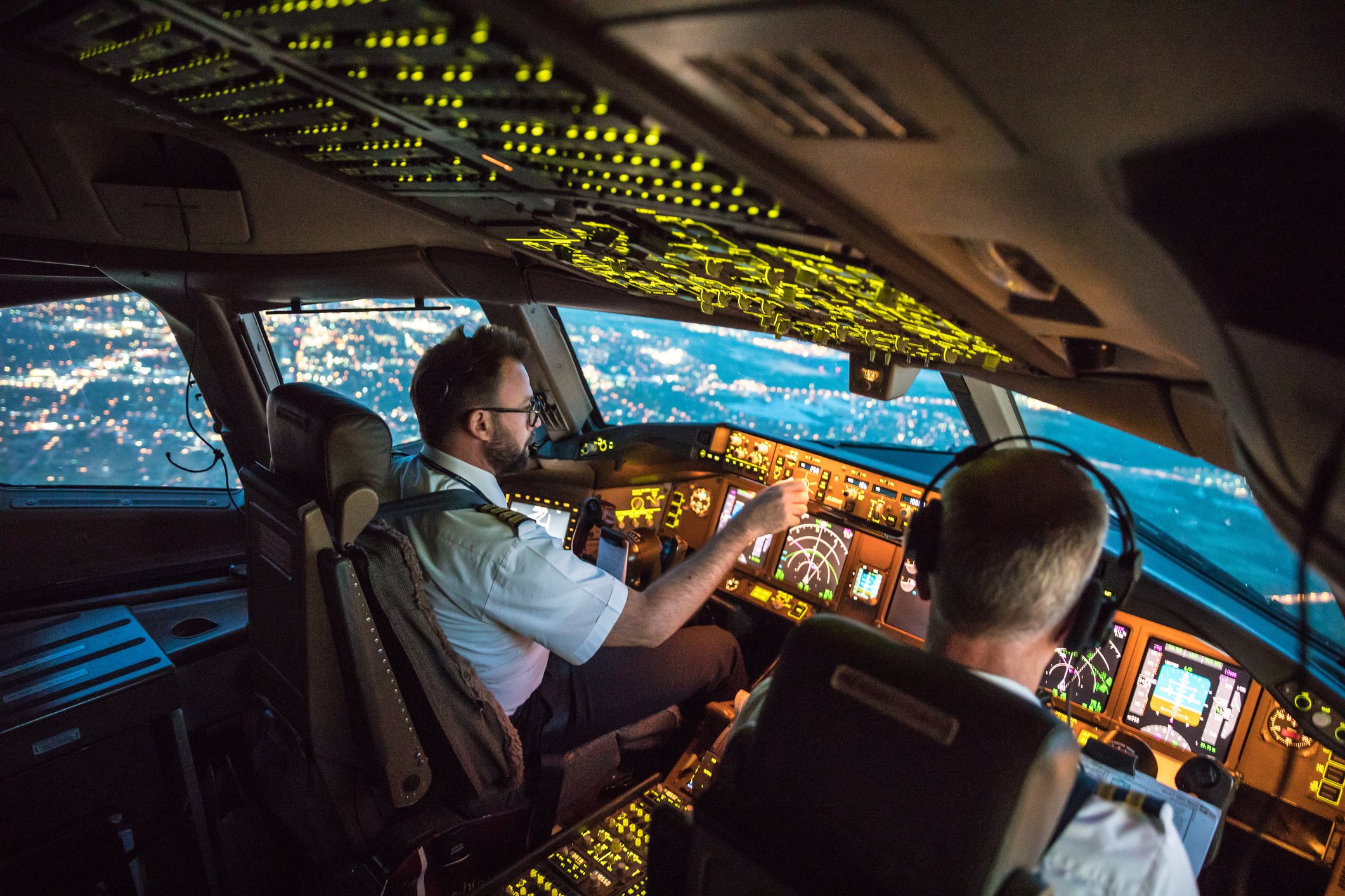 Pilots in a cockpit.