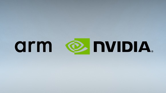 Both the ARM Holdings and NVIDIA logos side by side.