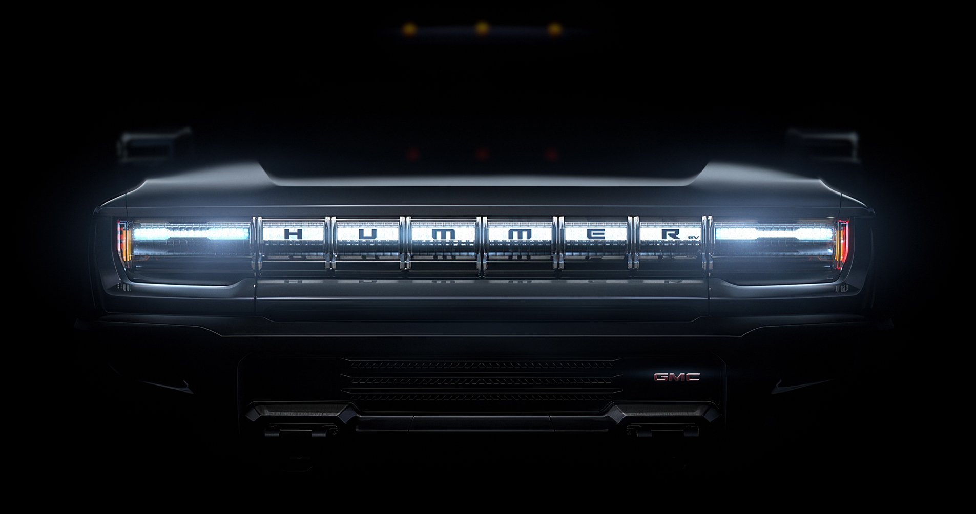 A "teaser" photo of the GMC Hummer's grille. 