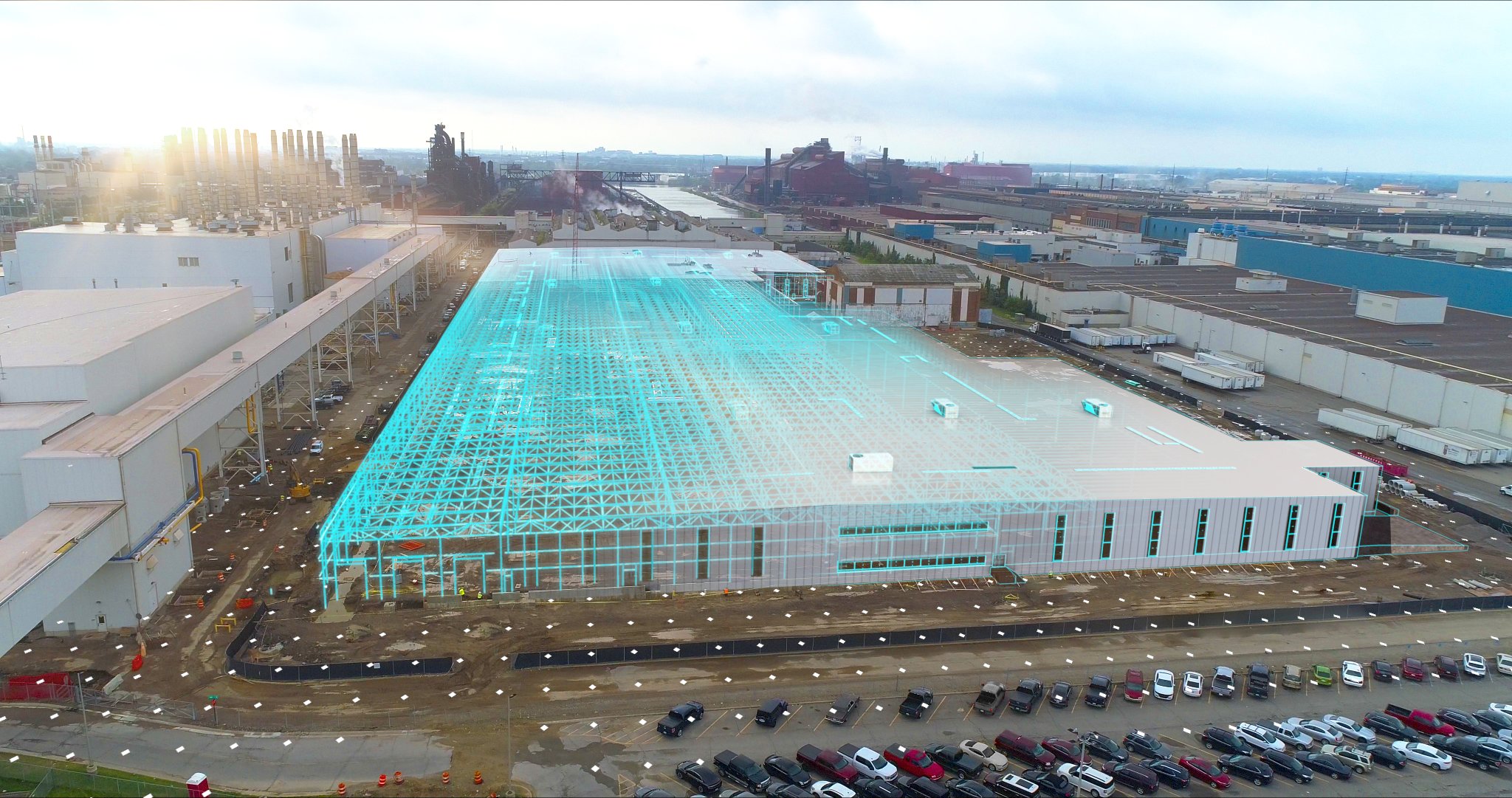 A rendering of a new industrial building on Ford's Rouge site. 