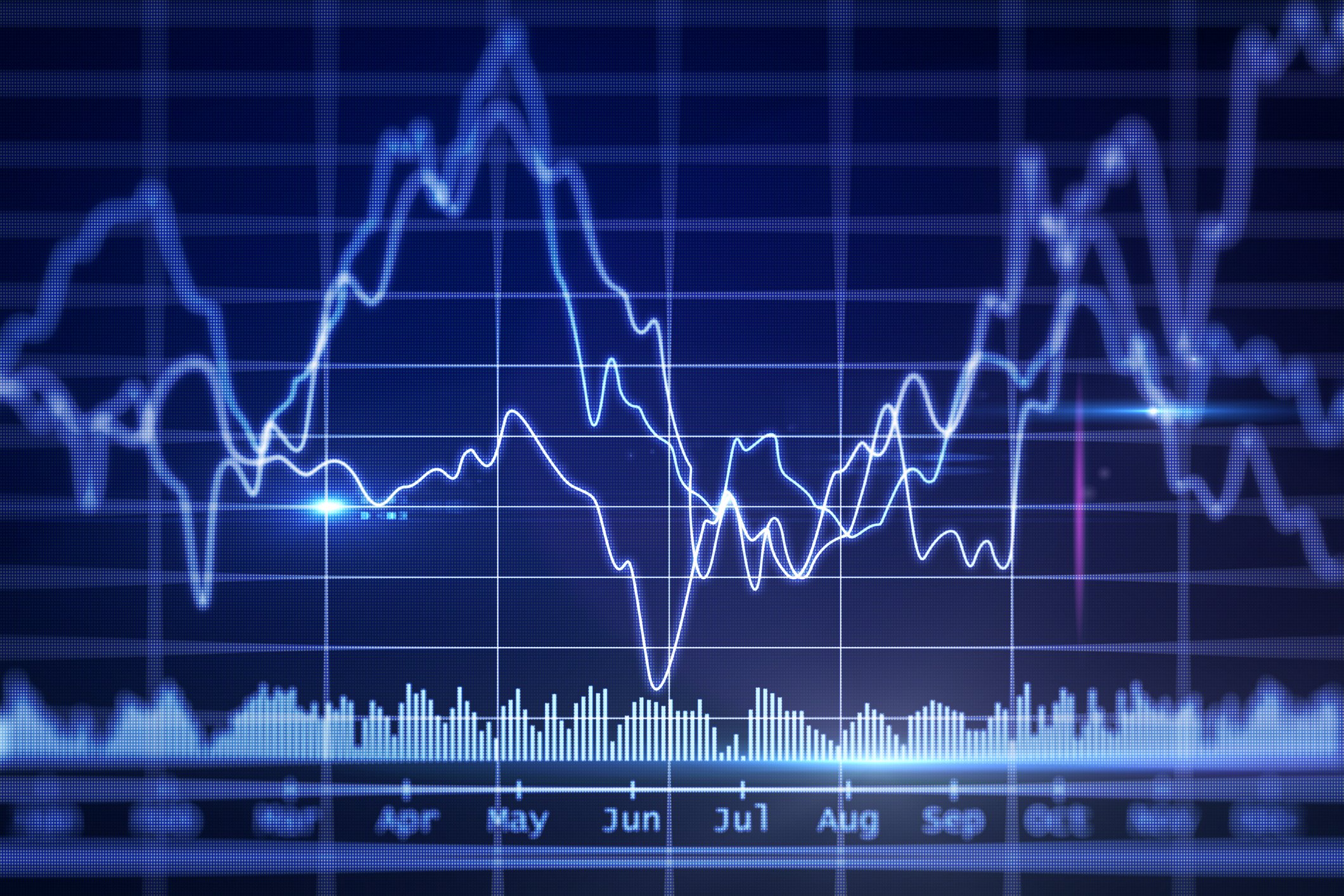 An abstract graph on a blue background.