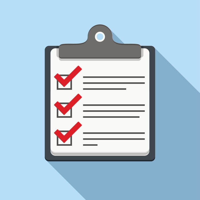 Cartoon checklist with three checked boxes