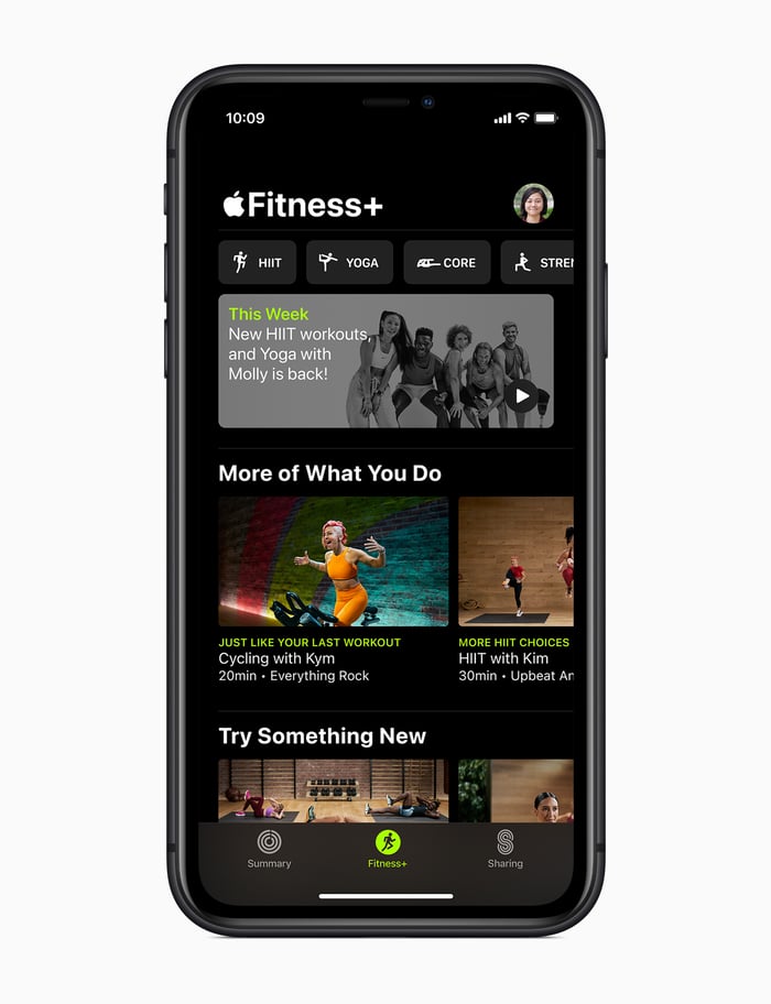 Apple Fitness+ interface displayed on an iPhone