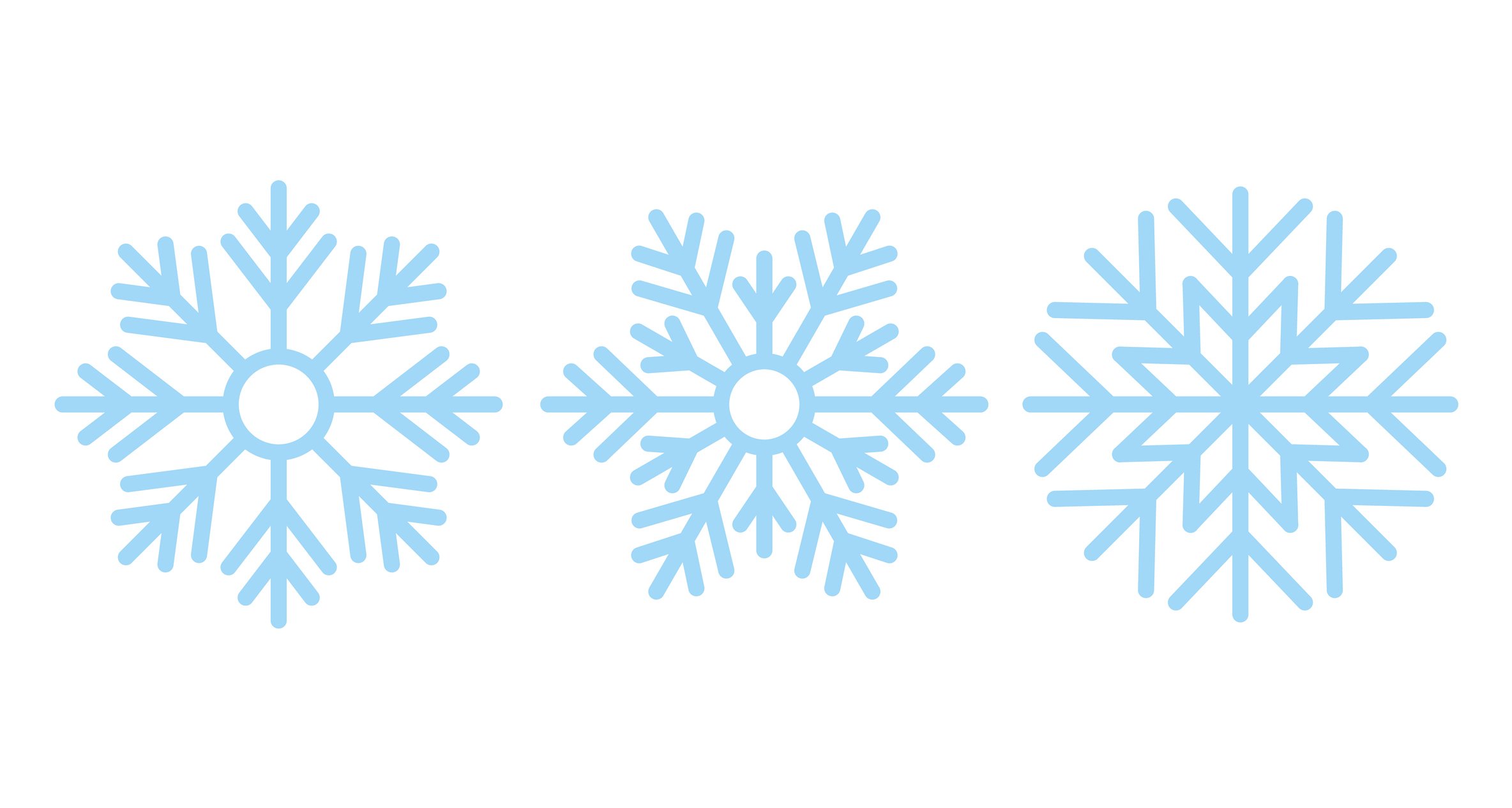 3 snowflakes side by side