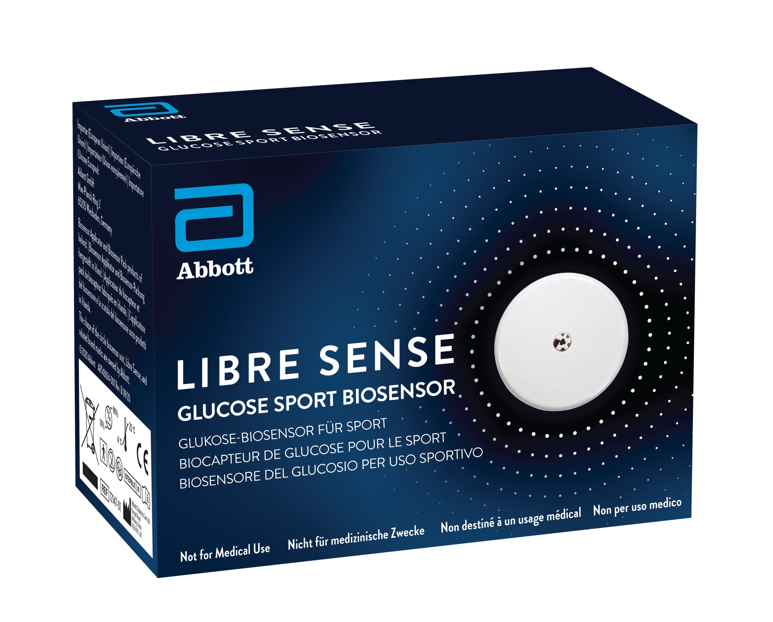 Libre Sense Glucose Sport Biosensor product box. 