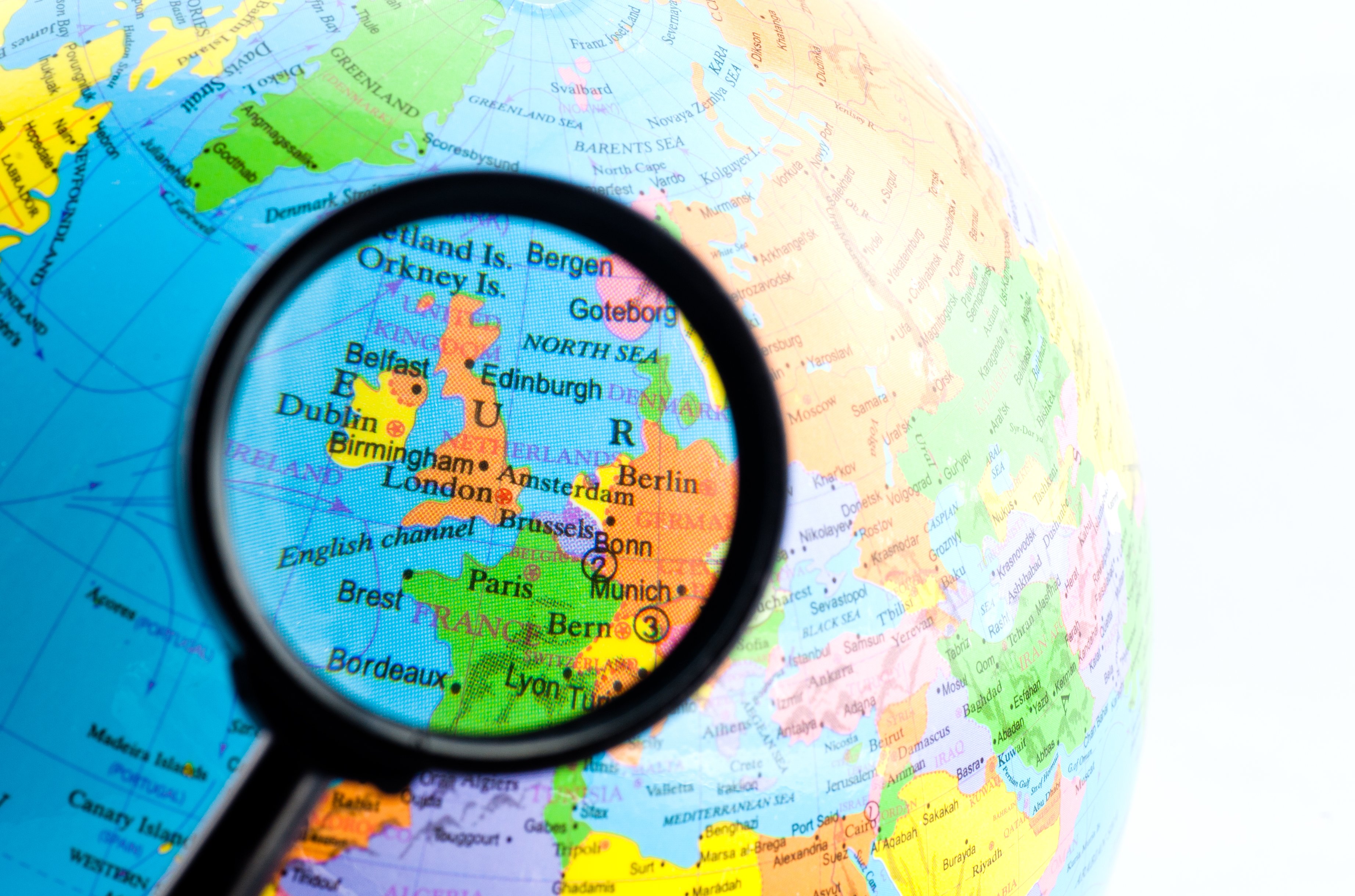 Map of Britain under a magnifying glass