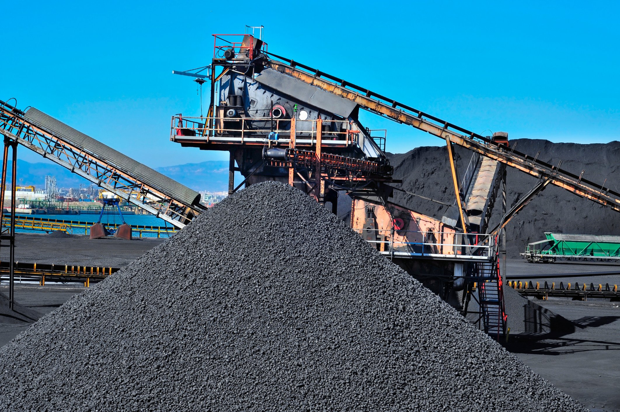 A large pile of coal.