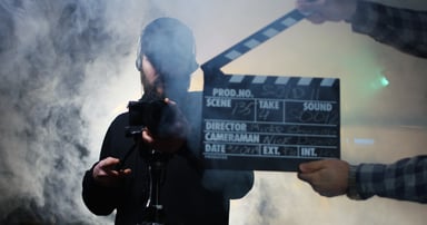 Film crew and clapboard