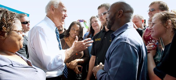 Joe Biden talking to voters
