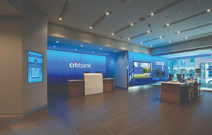 Inside a Citibank branch