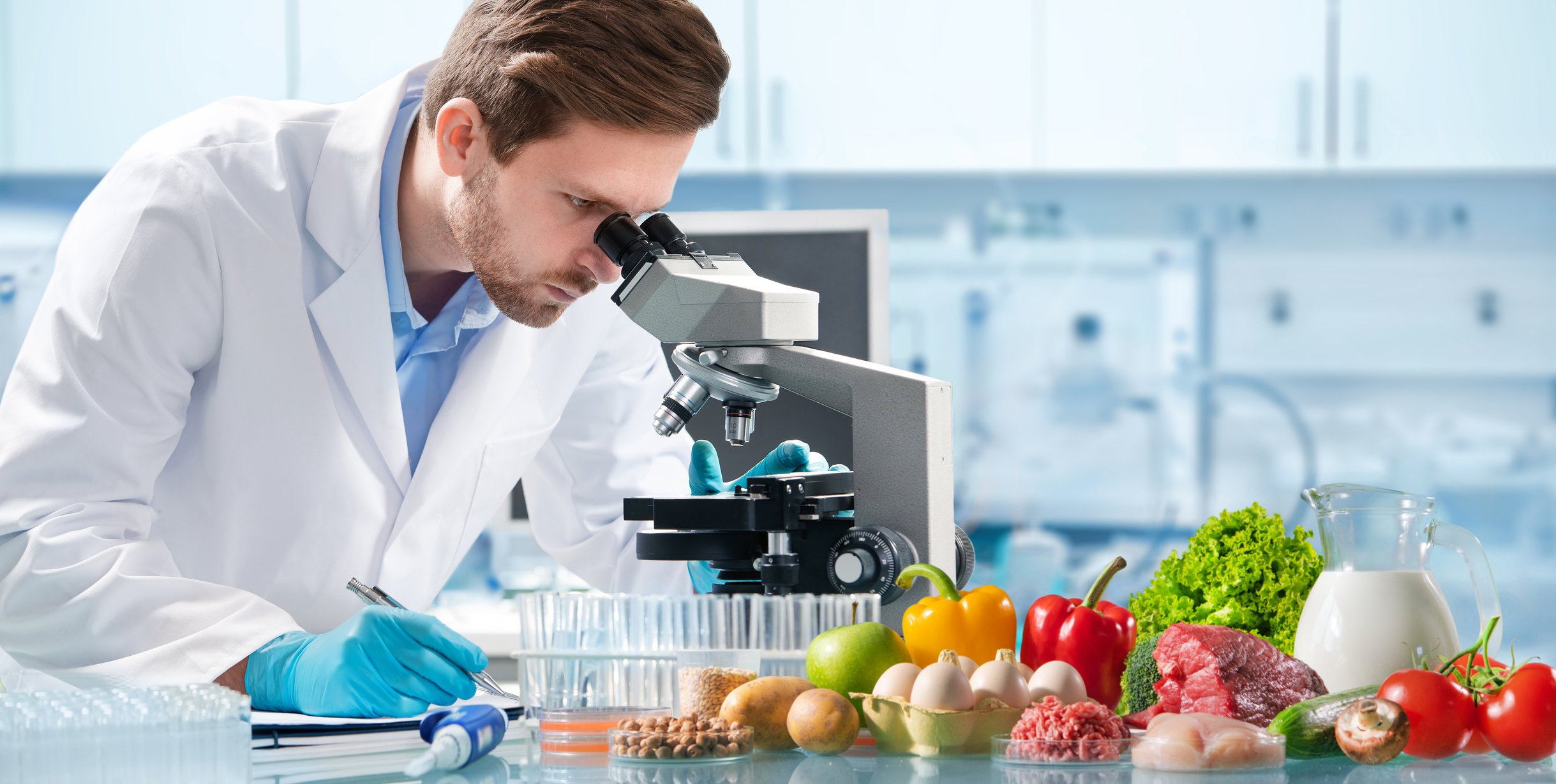 A food quality control expert inspecting groceries.