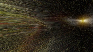 Artist's depiction of solar wind leaving the sun