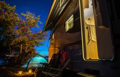 RV and Tent Camping Night Scene
